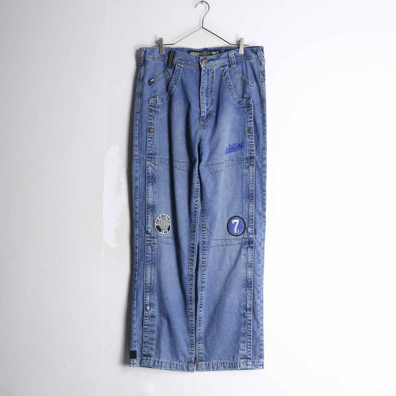 "ECKO" wappen design wide denim pants