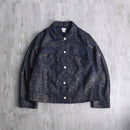 ”CHICO’S” navy base lame tweed tracker jacket