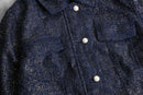 ”CHICO’S” navy base lame tweed tracker jacket