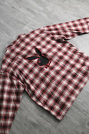2000s PLAY BOY open collar cotton nel check shirt
