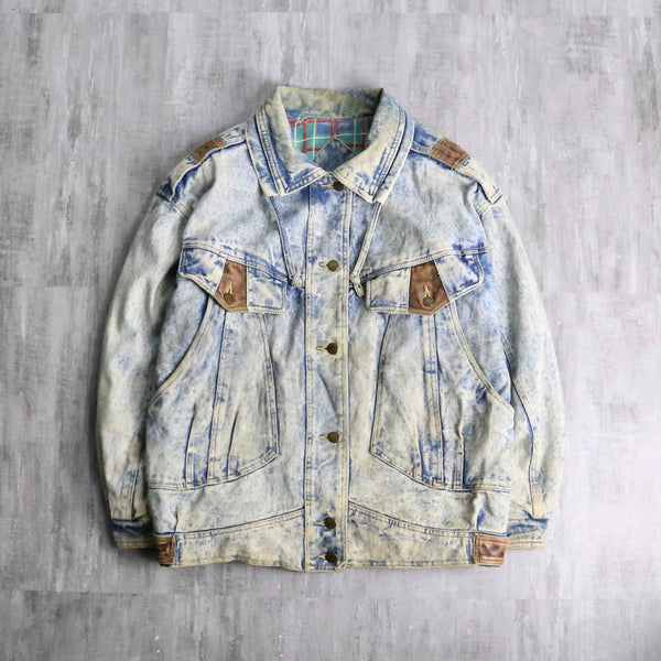 leather switch fade denim jacket