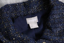 ”CHICO’S” navy base lame tweed tracker jacket