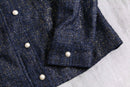 ”CHICO’S” navy base lame tweed tracker jacket