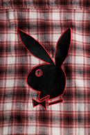 2000s PLAY BOY open collar cotton nel check shirt