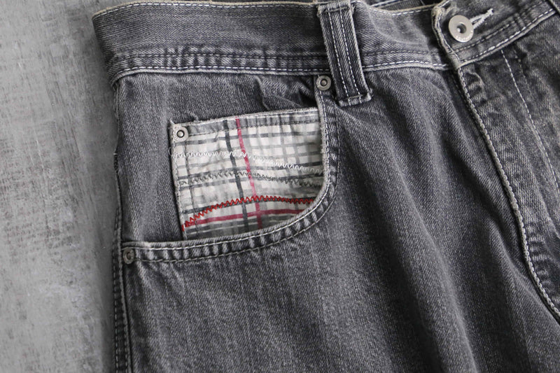 90's "SOUTHPOLE" wash gray embroidery short pants