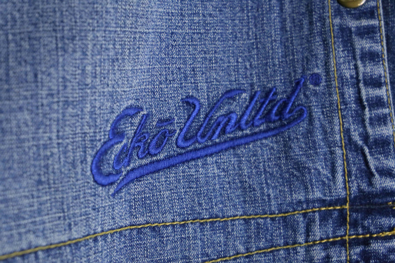 "ECKO" wappen design wide denim pants