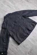 ”CHICO’S” navy base lame tweed tracker jacket