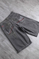 90's "SOUTHPOLE" wash gray embroidery short pants
