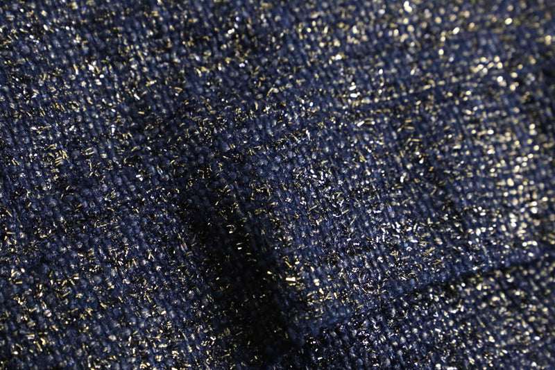 ”CHICO’S” navy base lame tweed tracker jacket