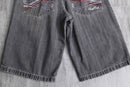 90's "SOUTHPOLE" wash gray embroidery short pants