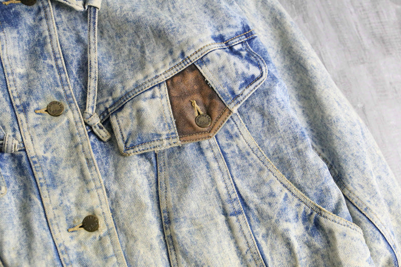 leather switch fade denim jacket