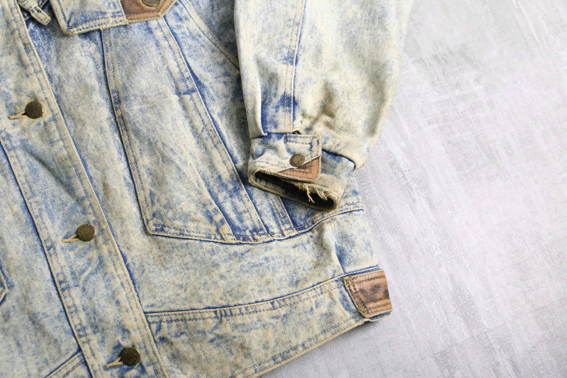 leather switch fade denim jacket