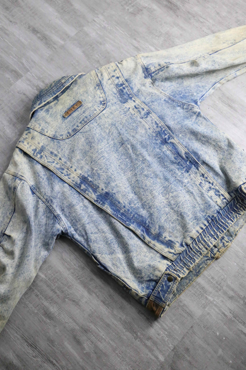 leather switch fade denim jacket