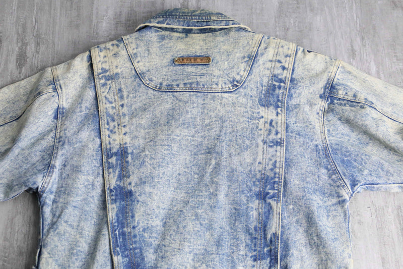 leather switch fade denim jacket