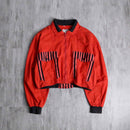 vivid red stripe short zip jacket