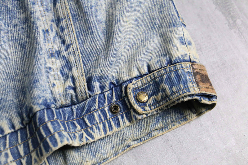 leather switch fade denim jacket
