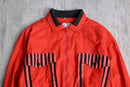 vivid red stripe short zip jacket