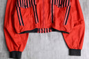 vivid red stripe short zip jacket