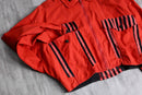 vivid red stripe short zip jacket