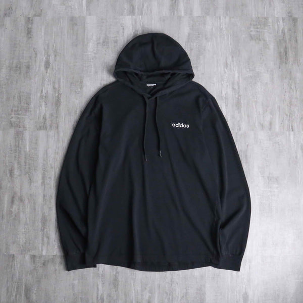 1990s-2000s "adidas" black smooth loose hoodie