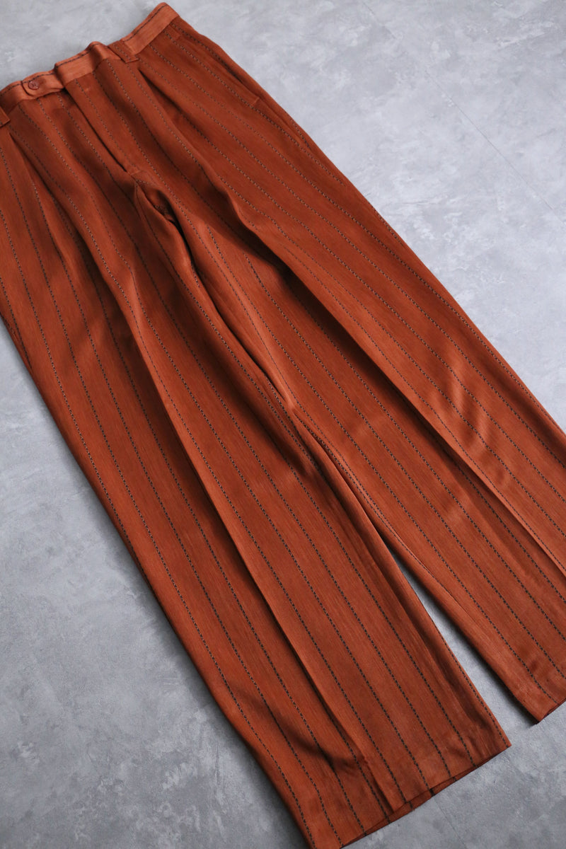 metallic orange color stripe slacks