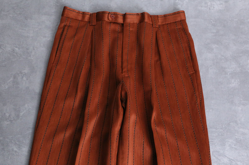 metallic orange color stripe slacks