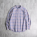 "OLD GAP" band collar cotton check shirt