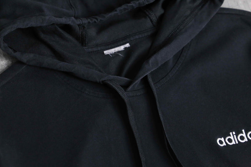 1990s-2000s "adidas" black smooth loose hoodie