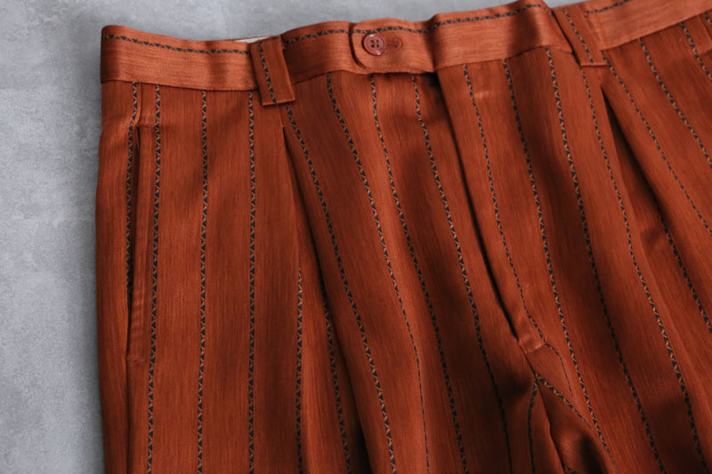 metallic orange color stripe slacks