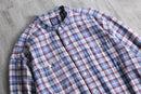 "OLD GAP" band collar cotton check shirt