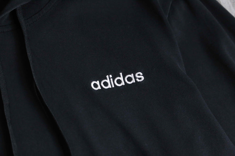 1990s-2000s "adidas" black smooth loose hoodie