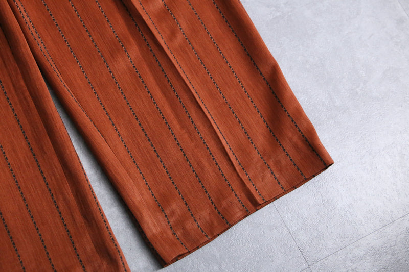 metallic orange color stripe slacks