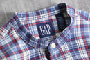 "OLD GAP" band collar cotton check shirt