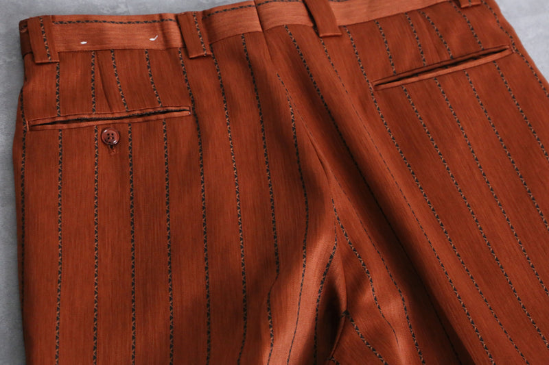 metallic orange color stripe slacks