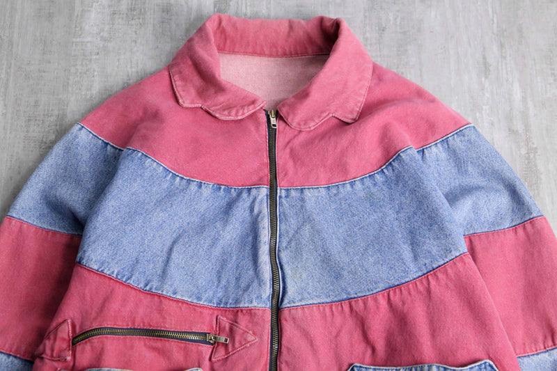 bicolor circle border switch raglan denim jacket