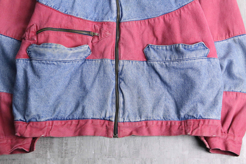 bicolor circle border switch raglan denim jacket