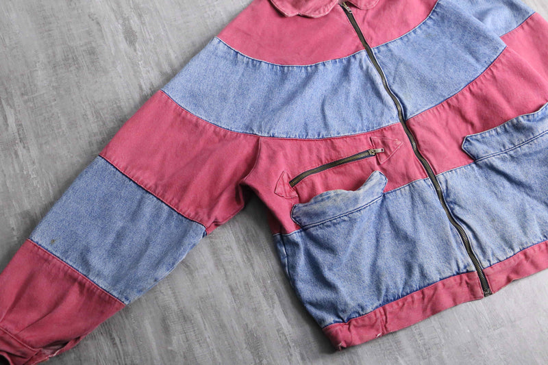 bicolor circle border switch raglan denim jacket