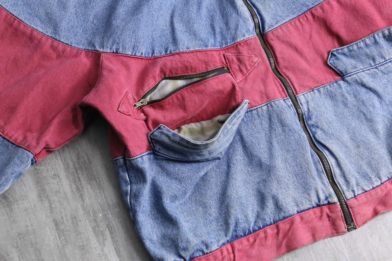 bicolor circle border switch raglan denim jacket