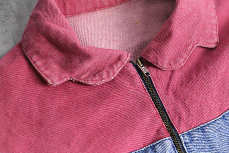 bicolor circle border switch raglan denim jacket