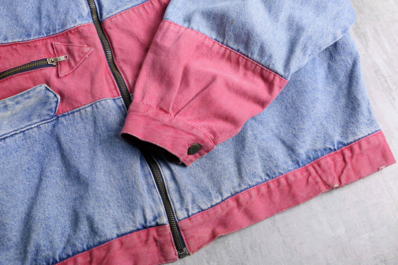 bicolor circle border switch raglan denim jacket