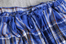 "KING SIZE" 3XL linen × rayon blue base plaid pattern draw cord short pants