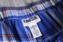 "KING SIZE" 3XL linen × rayon blue base plaid pattern draw cord short pants