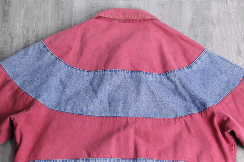 bicolor circle border switch raglan denim jacket