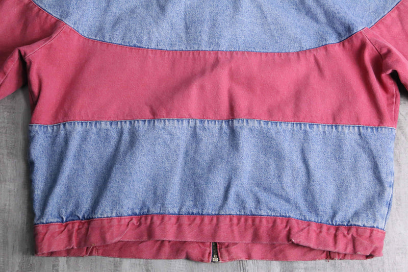 bicolor circle border switch raglan denim jacket