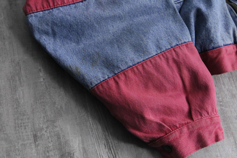 bicolor circle border switch raglan denim jacket
