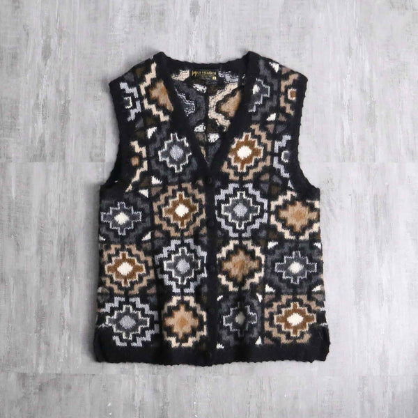 baby alpaca geometric pattern knit vest