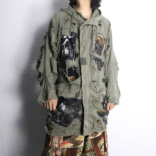 "Re:make" M-51 damaged graphic military parka