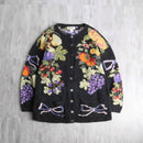 botanical pattern knit jacket
