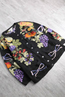 botanical pattern knit jacket
