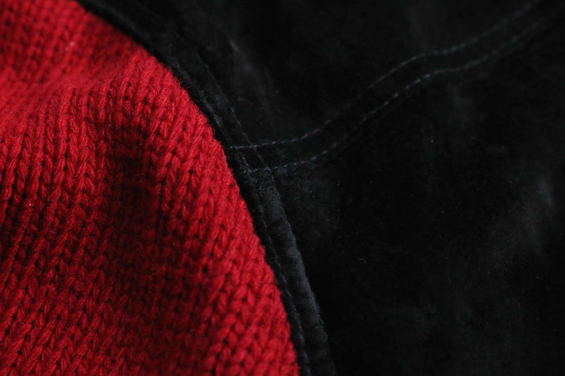 "PENDLETON" black suede×red knit switch jacket
